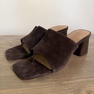 Splendid Womens 9M Brown Leather Karim Square Toe Block Heel‎ Sandals